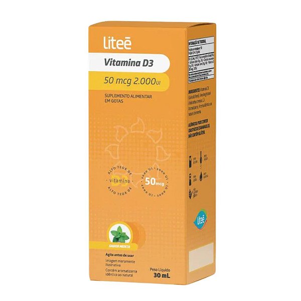 Litee Vitamina D3 50mcg 2.000UI Gotas 30ML Sabor Menta