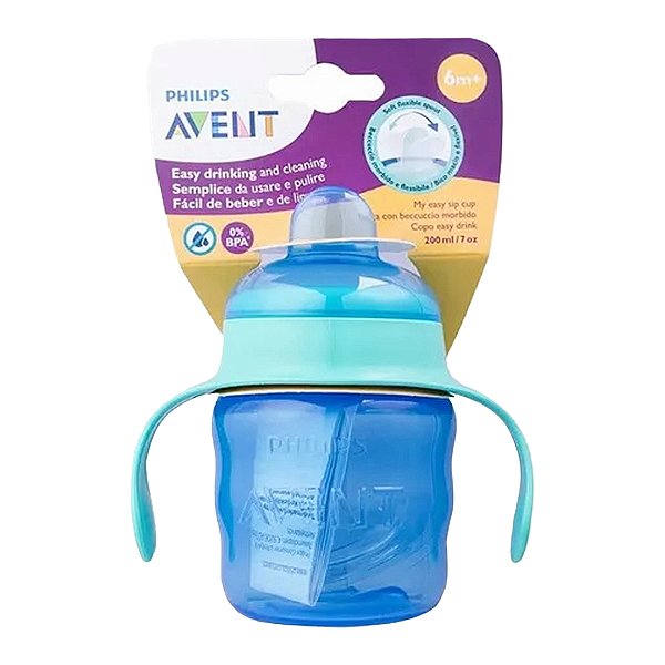 Copo De Transição Bico Silicone Azul 6m+ 200ml Philips Avent