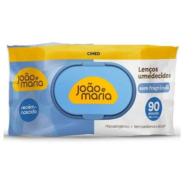 Lenço Umedecido João e Maria Sem Fragrância 90 Un Cimed