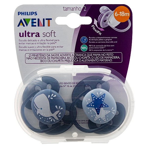 Chupeta Avent Ultra Soft 6-18 Meses Estrela Azul Menino