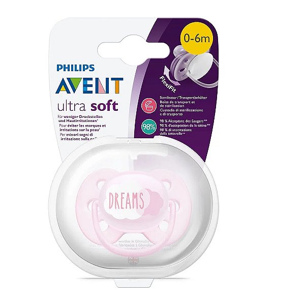 Chupeta Ultra Soft Sonhos Menina 0-6 Meses Avent