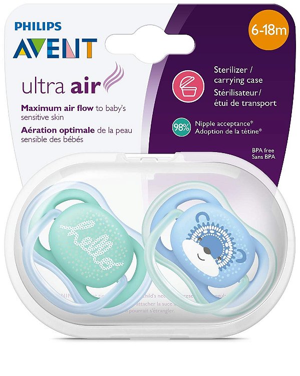 Chupeta Ultra Air Dupla Decorada 6-18 Meses Menino Avent