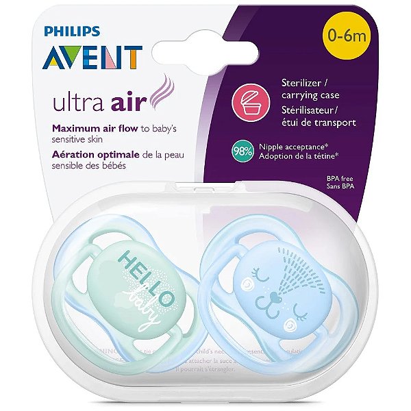 Chupeta Ultra Air Dupla Decorada 0-6 Meses Menino Avent