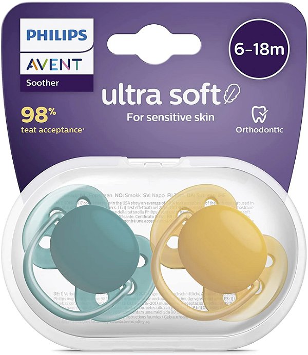 Chupeta Ultra Soft Dupla Deco Neutra 6-18 Meses Avent