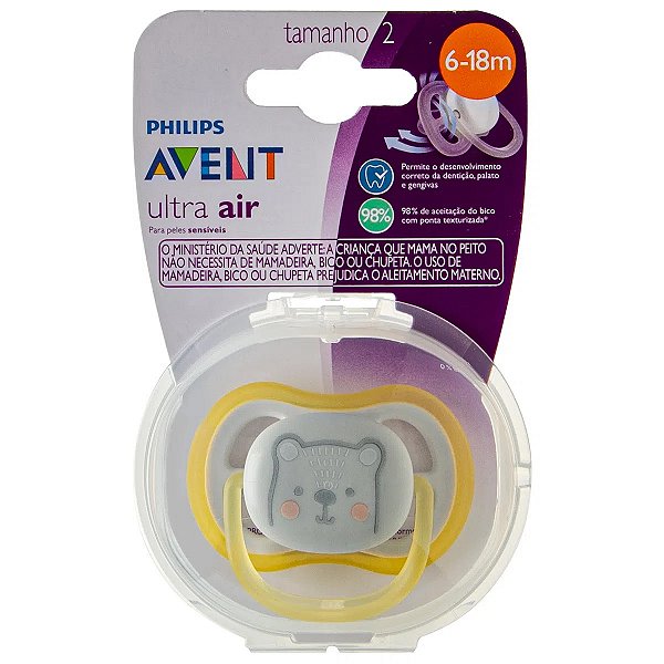 Chupeta Ultra Air Urso 6-18 Meses Avent