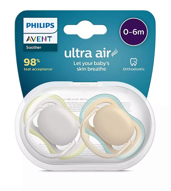 Chupeta Ultra Air Dupla Decorada 0-6 Meses Neutra Avent