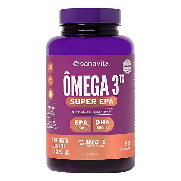Super Epa Ômega 3 Tg Selo Meg 3 + Dha + Vitamina E Sanavita