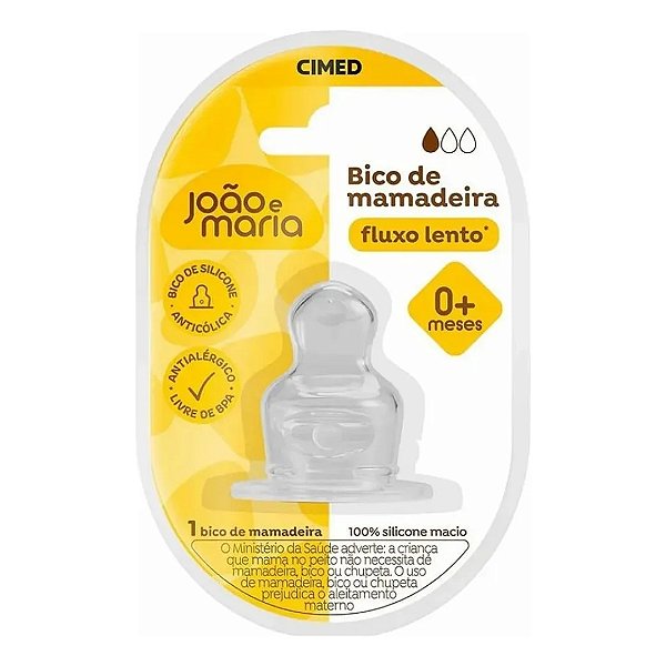 Bico Mamadeira João e Maria Fluxo Lento 0+ Meses Cimed