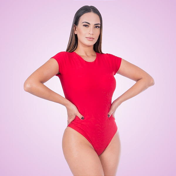 Body Feminino Manga Curta Vermelho