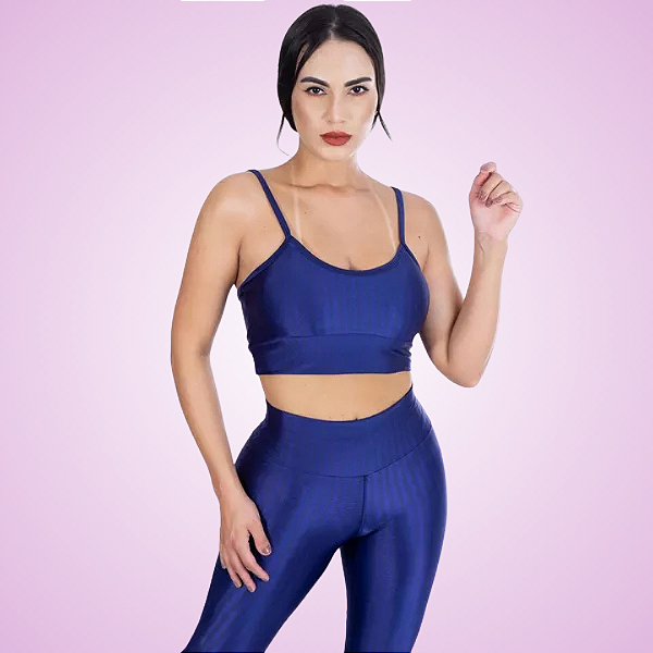 Top Alcinha 3D com Bojo Azul Marinho