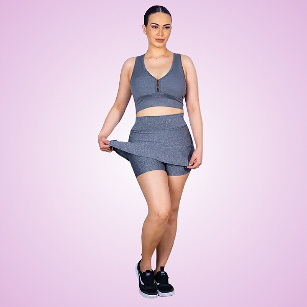 Conjunto Top Nadador + Shorts Saia