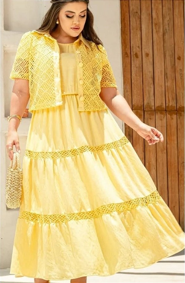 Vestido longo em viscolinho de seda