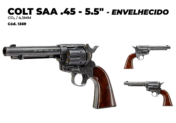 Revólver Pressão Co2 Colt SAA .45 Full Metal - Cal 4.5mm - UMAREX