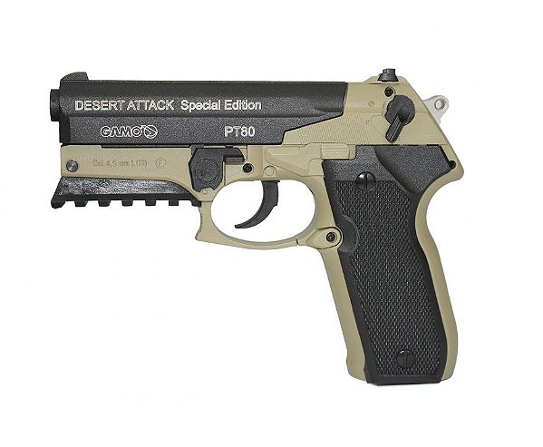 Pistola de Pressão GAMO PT-80 Desert Attack SE C/ Maleta Rígida - Cal. 4.5mm