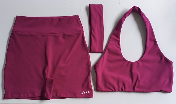 Short sem costura + Top frente única +faixa de cabelo