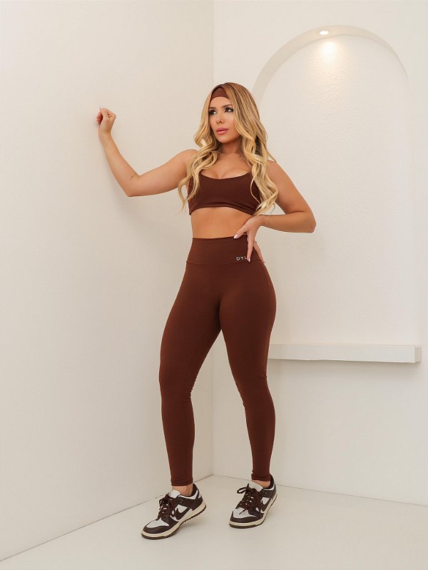 Calça sem costura + top + faixa de cabelo