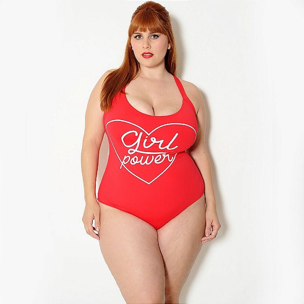 Maiô Plus Size Girl Power Vermelho