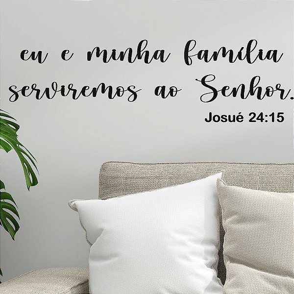 Eu e Minha Família Serviremos ao Senhor -  Frase Letreiro Decorativo em MDF relevo quarto sala casa