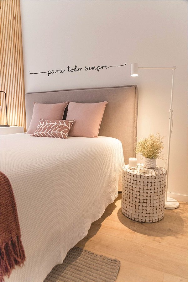 Para Todo Sempre - modelo 01 - Tamanho King -  Frase de cabeceira quarto casal 3D relevo decorativo casa