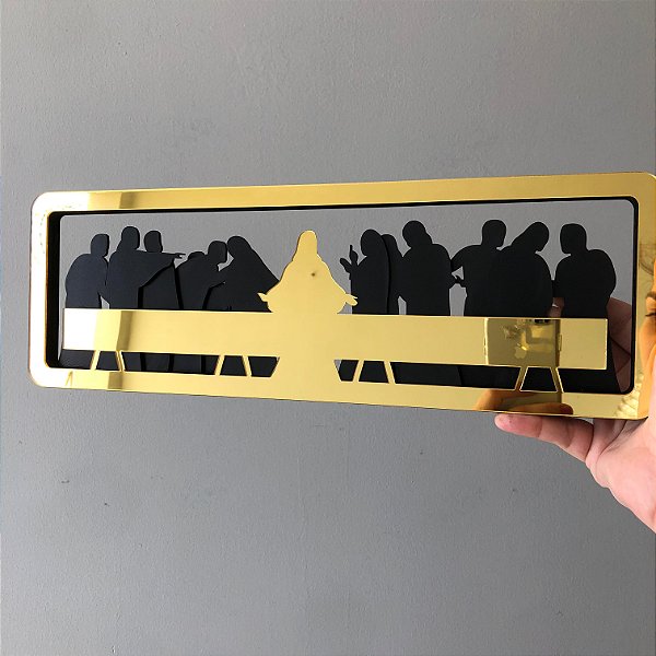 Santa Ceia em MDF e Acrílico - Silhueta Decorativa 3D Relevo para Parede Casa Sala