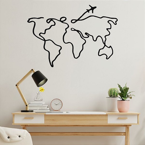 Mapa Mundi - modelo 02 - Desenho Decorativo relevo para parede casa quarto sala