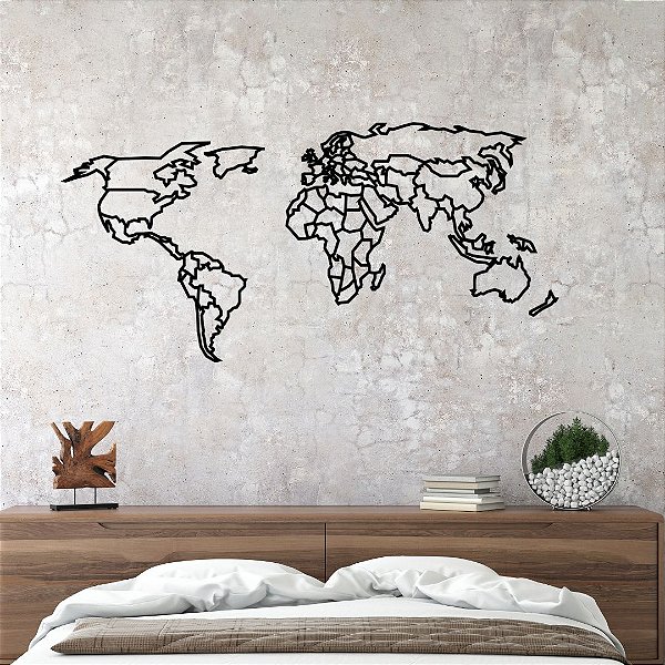 Mapa Mundi - modelo 01 - Desenho Decorativo relevo para parede casa quarto sala