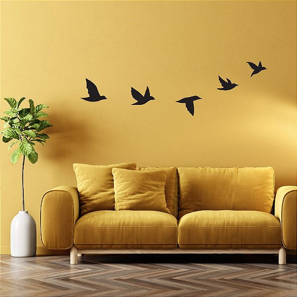 Conjunto de Pássaros - Desenho Decorativo 3D relevo para parede casa quarto sala