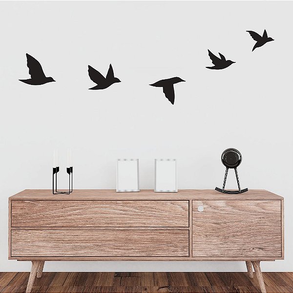 Conjunto de Pássaros - Desenho Decorativo 3D relevo para parede casa quarto sala