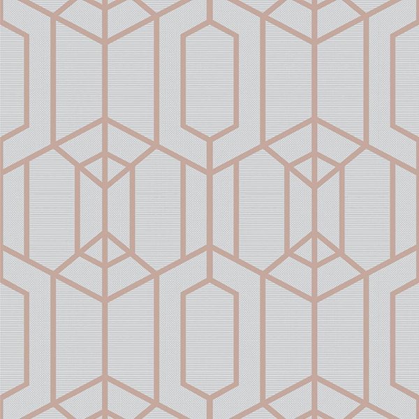 Papel de Parede Geométrico Cinza Claro com Rose Gold - EPLLEE106582