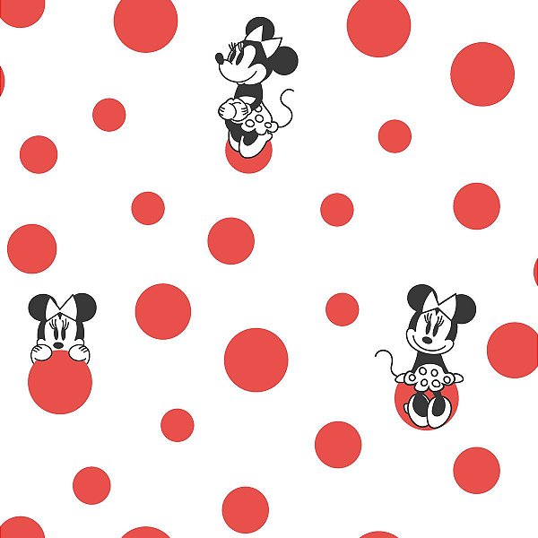 Papel de Parede Disney Minnie Bolas Vermelha EPLDI1029A