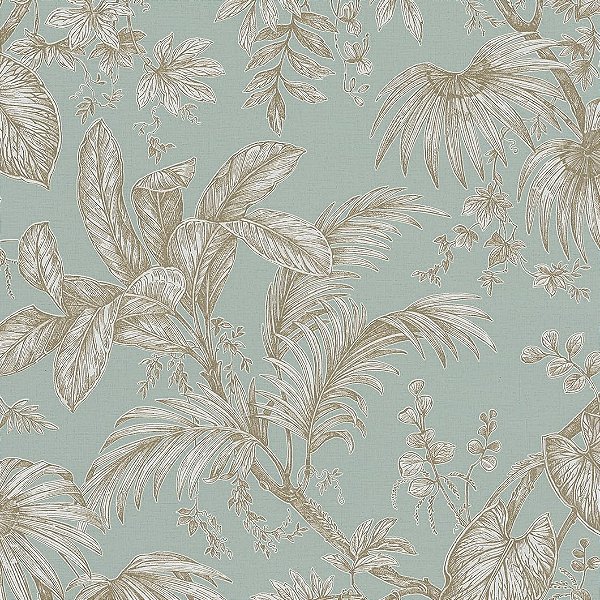 Papel de Parede Folhagens - Verde Jac