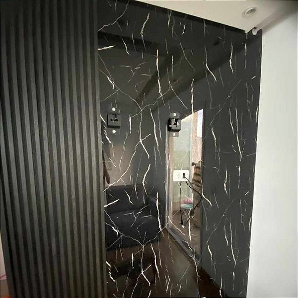 Chapa Mármore Flexível em Poliestireno Preta e Branca  - 1,20 x 2,70 - (3,24m²)