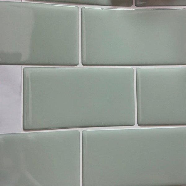 Pastilha Adesiva Resinada Subway Verde Menta Rejunte Branco - UNIDADE