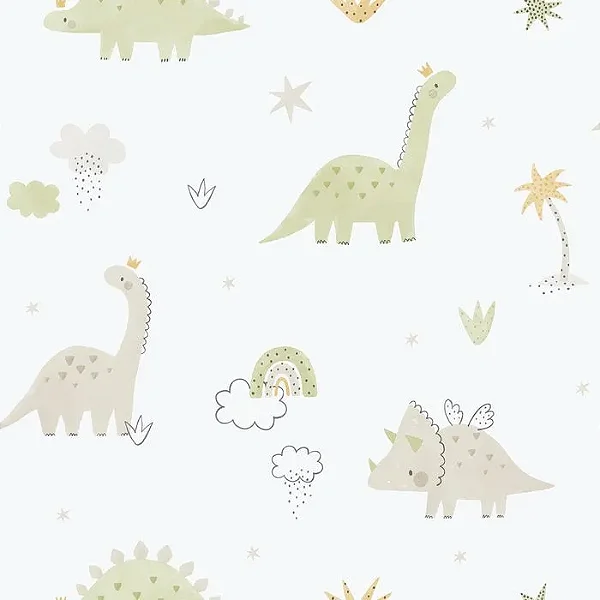 Papel de Parede Dinossauro Verde - Enz