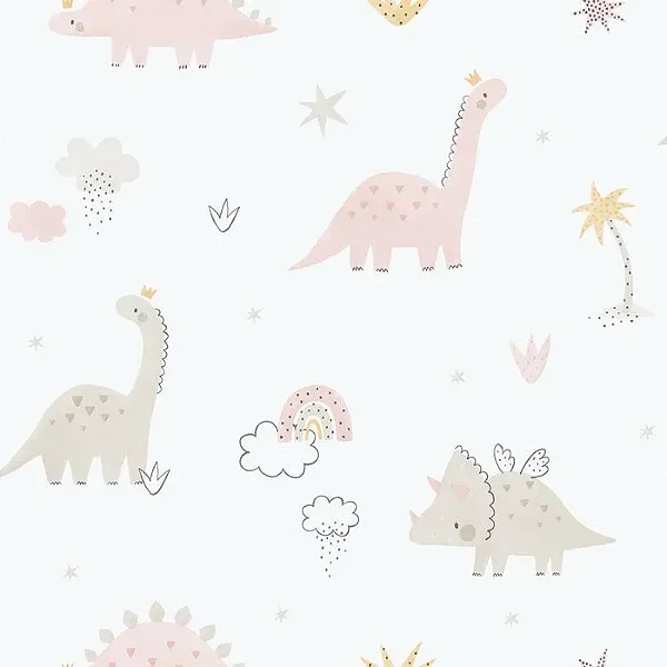 Papel de Parede Dinossauro Rosa - Enz