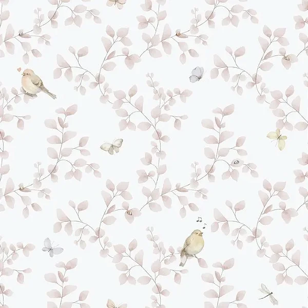 Papel de Parede Passaros Rosa - Enz