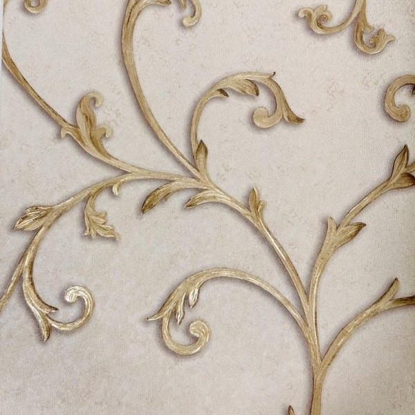 Papel de Parede Adamascado Dourado - Santo 2