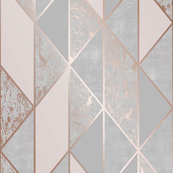 Papel de Parede Rose Gold e Cinza - Lanc