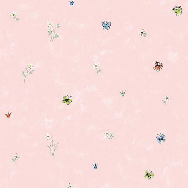 Papel de Parede Borboleta fundo Rosa - Hello Kids