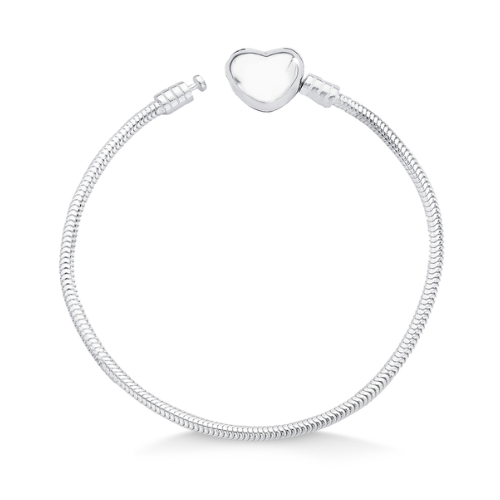 Pulseira de Prata 925 para Berloques: Fecho Coração