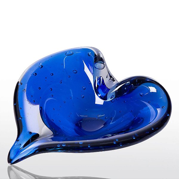 Coração em Murano Porta Objeto Azul Safira