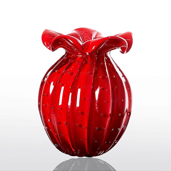 Vaso de Decoração Trouxinha em Murano - Vermelho Intenso - Little Pack - Tam PP