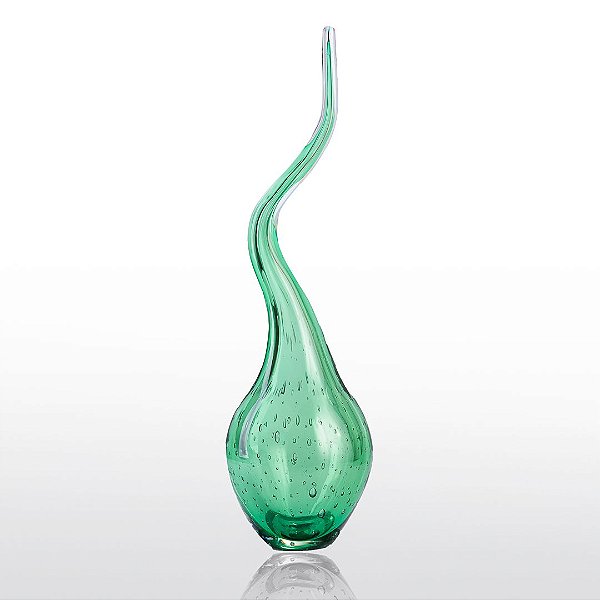 Gota de Decoração em Murano - Verde Esmeralda - Curly - Tam P