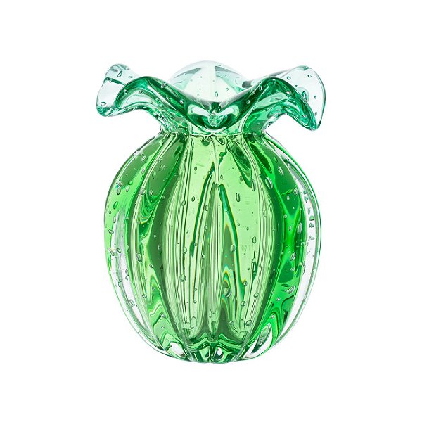 Vaso de Decoração Trouxinha em Murano - Verde Esmeralda - Little Pack - Tam P