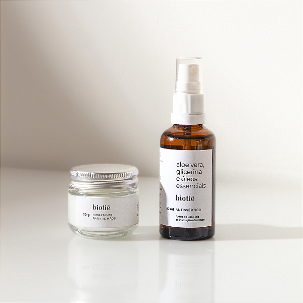 kit cuidados mãos | hidratante mãos (30g) e spray higienizador (50 ml)