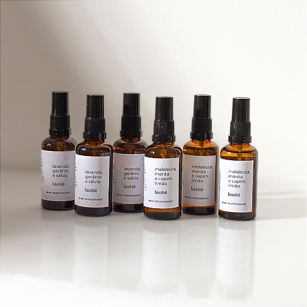 kit com 6 desodorantes naturais em spray