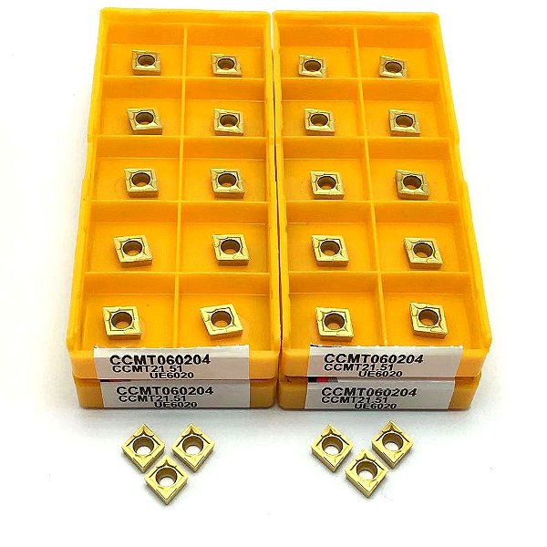 Inserto para usinagem metais em geral pastilha CCMT060204 Ue6020