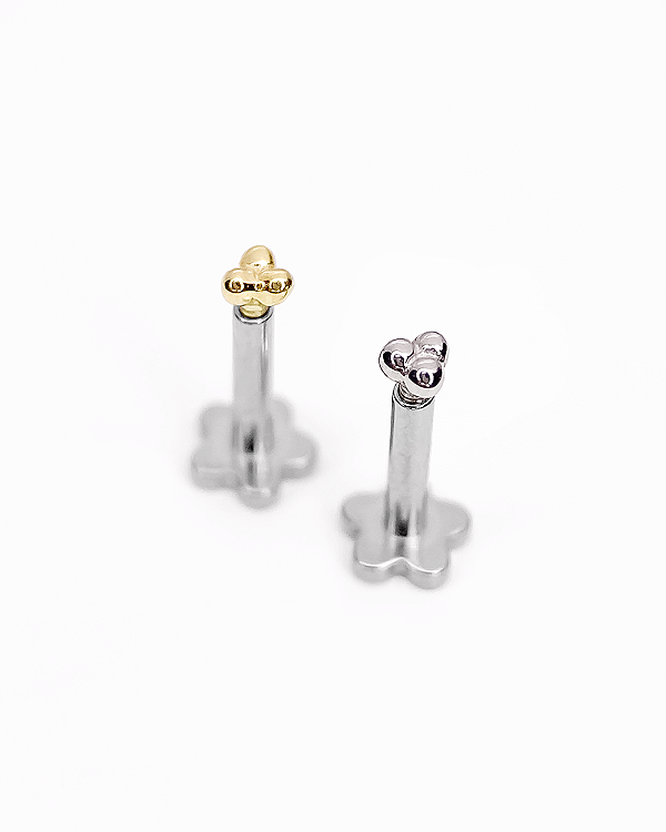 Piercing Labret com Mini Trinity Ball - Ouro 14k