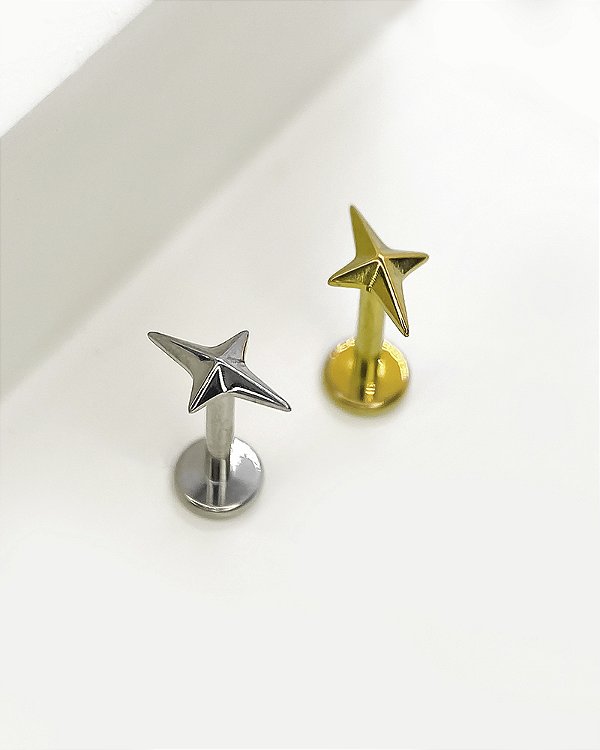 Piercing Labret com Mini Estrela  - Titânio