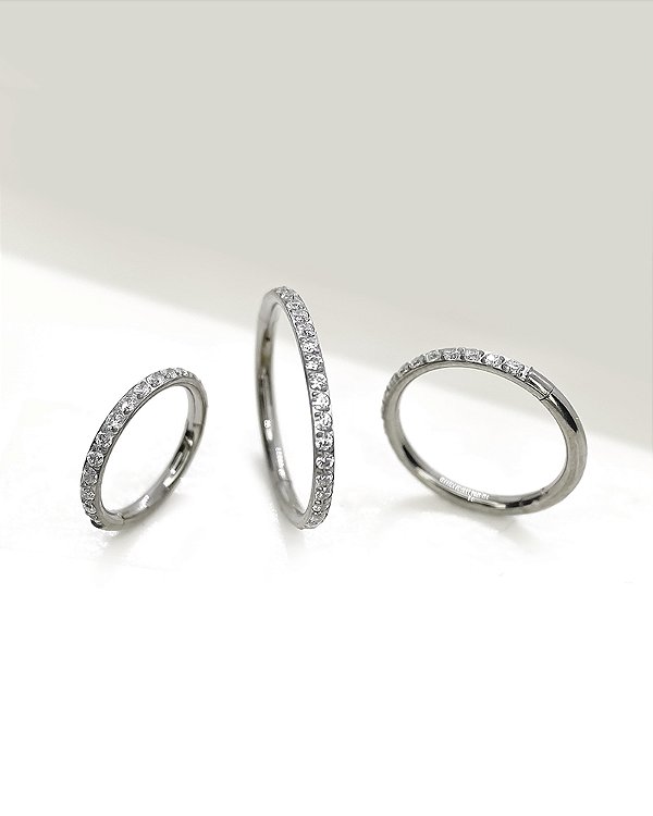 Kit Trio Lóbulo | Piercing Argola com Zircônias – Titânio